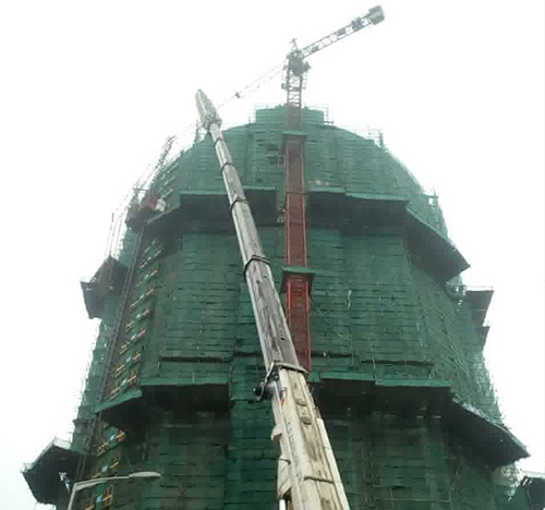萨嘎吊车在工地上作业